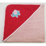 Уголок дет. махровый с вышивкой Слоненок (коралловый)