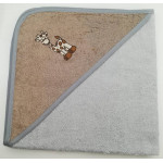 Уголок дет. махровый с вышивкой Жираф (серый)